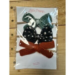 Little Poppy Co Baby Girl Bow Headbands 3-Pack Velvet Floral Knit New